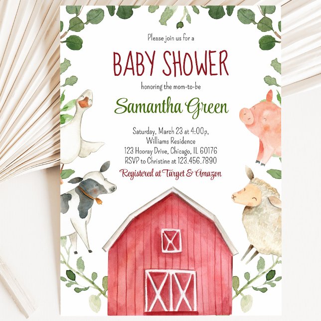 Invitation Baby-Shower Ferme (Créateur téléchargé)