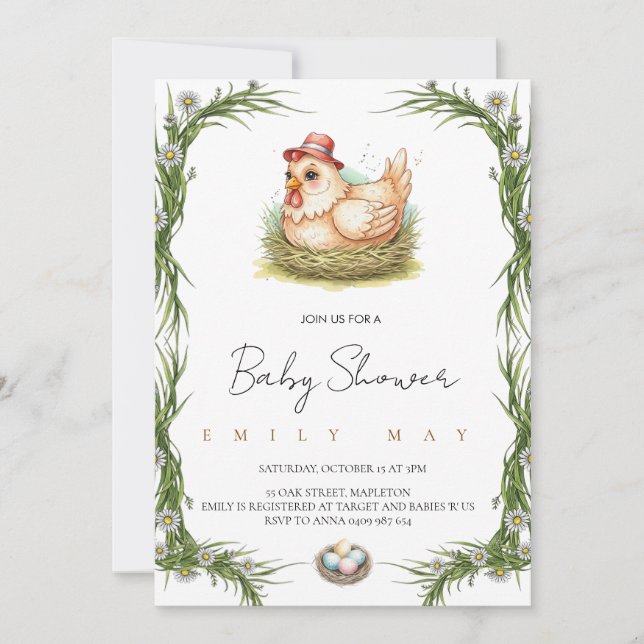 Invitation Baby Shower Ferme Mignonne  (Devant)