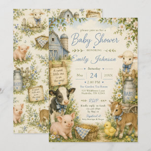 Invitation Baby-Shower Ferme pour Animaux