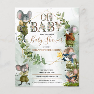 Invitation Baby shower Festif hiver Wild Mice
