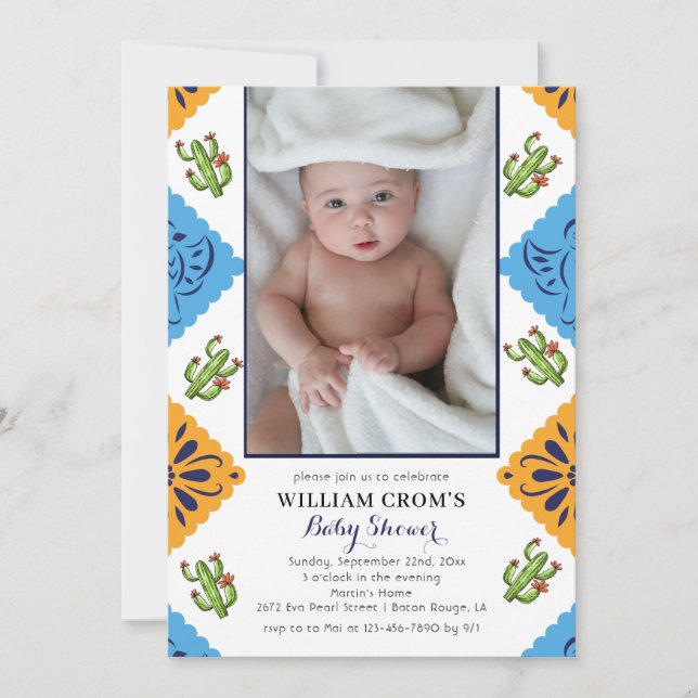 Invitation Baby shower Festif Mexicain en papier Ventilateur  (Devant)