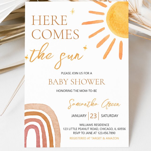 Invitation Baby-Shower Fête Bébé Soleil (Créateur téléchargé)
