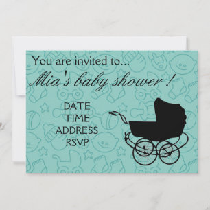 Invitation Baby shower fête bleu bébé garçon