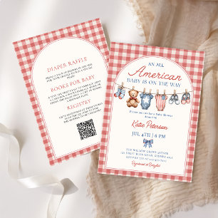 Invitation Baby Shower Fête de Naissance avec une corde à lin