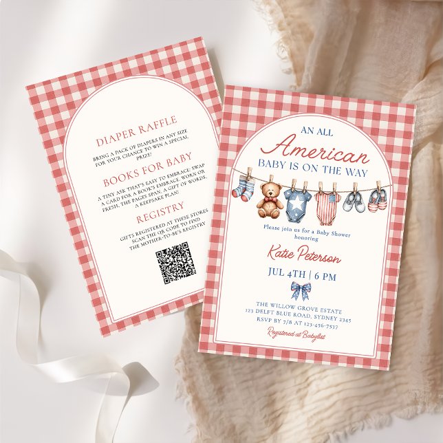 Invitation Baby Shower Fête de Naissance avec une corde à lin (Créateur téléchargé)