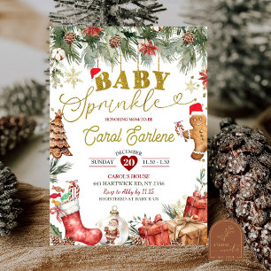 Invitation Baby Shower Fête de Noël Santa Baby Sprinkle