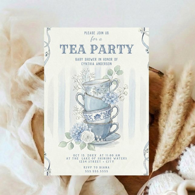 Invitation Baby-Shower Fête de Thé Inspirée des Fleurs Sauvag (Créateur téléchargé)