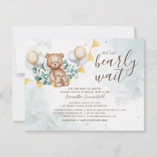 Invitation Baby Shower Feuillage d'Eucalyptus et Ours