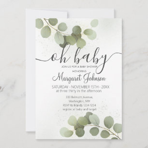 Invitation Baby Shower Feuillage Eucalyptus