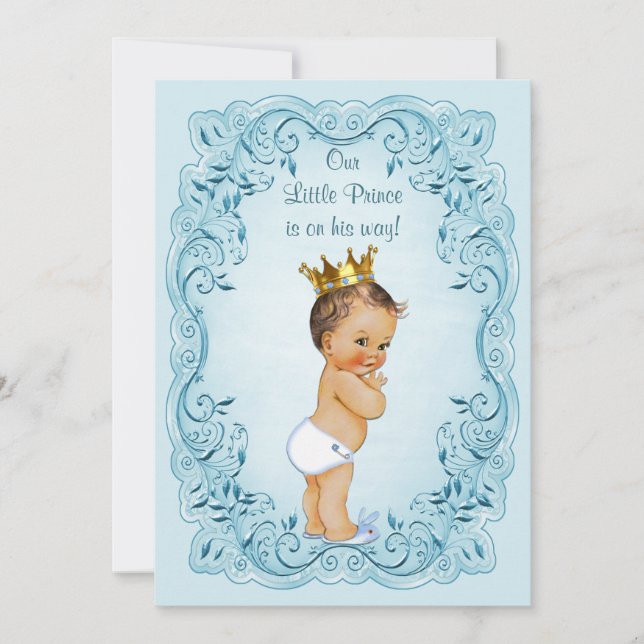 Invitation Baby shower Feuille Brunette Little Prince (Devant)