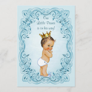 Invitation Baby shower Feuille Brunette Little Prince