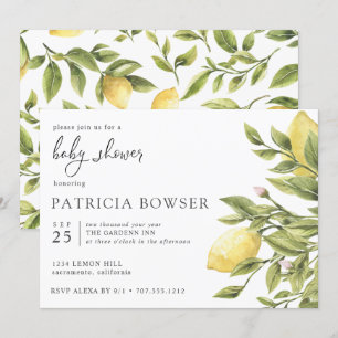 Invitation Baby shower feuille citron d'été coutume 2