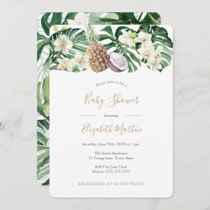 Invitation Baby shower Feuille d'aquarelle tropicale