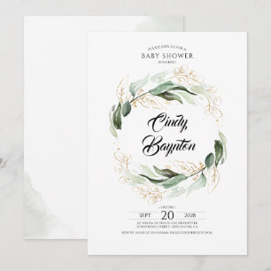 Invitation Baby shower Feuille de la verdure et du feuillage