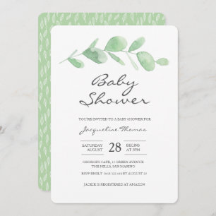 Invitation Baby shower  Feuille d'eucalyptus