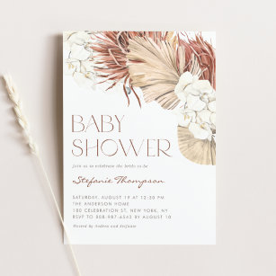 Invitation Baby shower Feuille d'orchidées de Boho et de palm