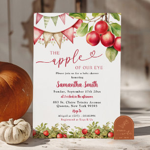 Invitation Baby shower Feuille Plaid Fall Apple