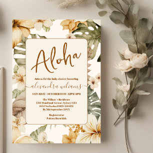 Invitation Baby shower feuille sauvage et verdure tropicale