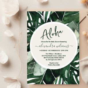 Invitation Baby shower feuille sauvage et verdure tropicale