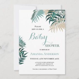 Invitation Baby shower feuille tropical