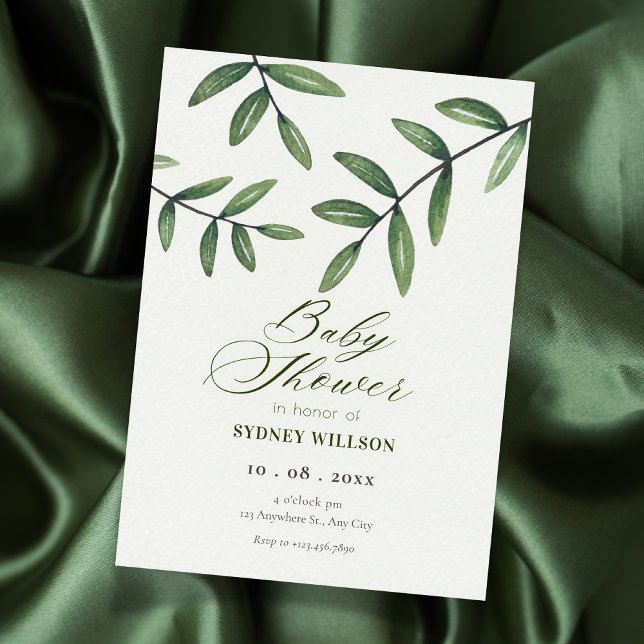 Invitation Baby shower Feuille verte (Créateur téléchargé)