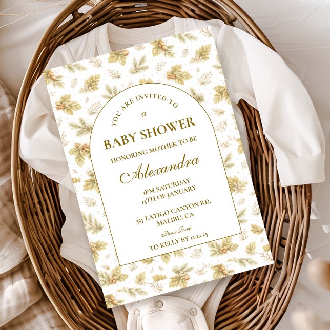 Invitation Baby Shower Feuilles de Forêt Élégantes (Créateur téléchargé)