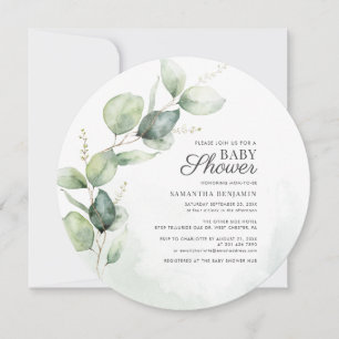 Invitation Baby Shower Feuilles d'Eucalyptus Botaniques