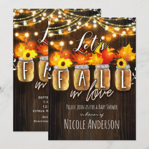 Invitation Baby Shower Feuilles et Lumières pour Tomber Amour