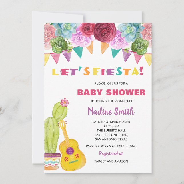 Invitation Baby shower Fiesta (Devant)