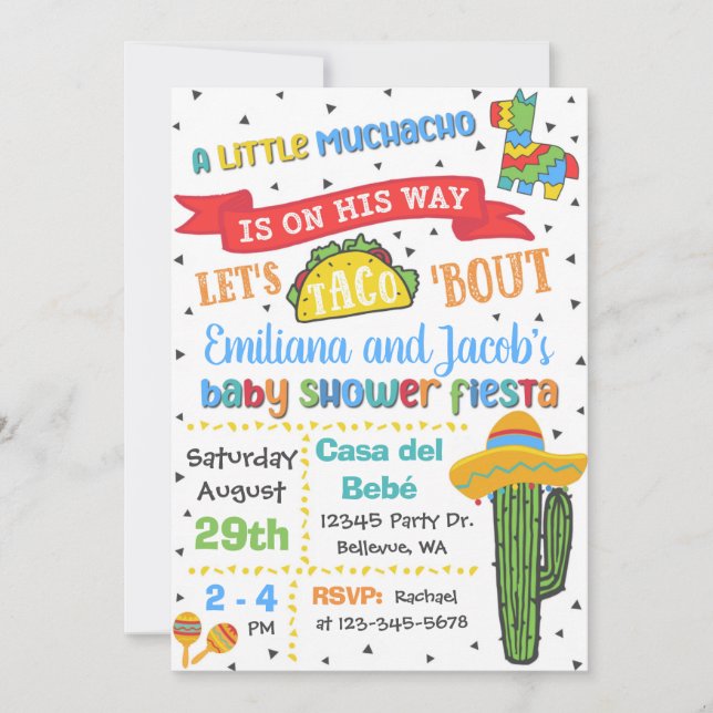 Invitation Baby shower Fiesta (Devant)
