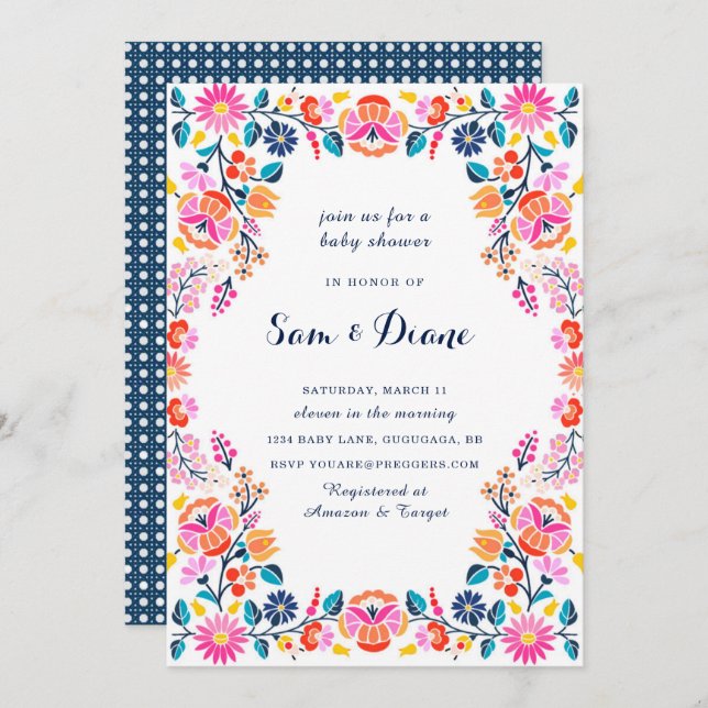 Invitation Baby shower Fiesta (Devant / Derrière)