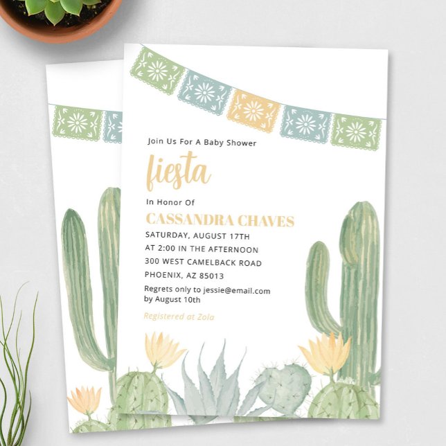 Invitation Baby shower Fiesta, Baby shower Cactus (Fiesta Baby Shower Invitation)