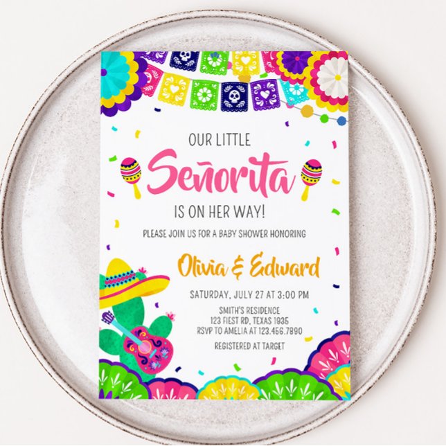 Invitation Baby shower Fiesta Little Senorita (Mexican Baby Shower Invitation)