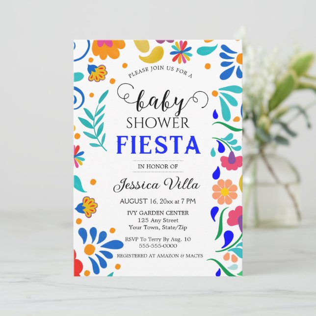 Invitation Baby shower Fiesta soirée folklorique mexicaine In (Debout devant)