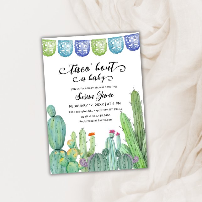 Invitation Baby shower Fiesta Taco Bout Cactus (Fiesta Taco 'Bout Cactus Baby Shower Invitation)