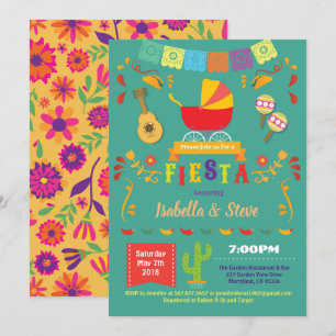Invitation Baby shower Fiesta vert neutre pour le genre