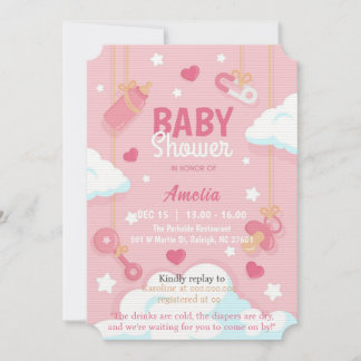 Invitation Baby shower fille