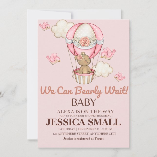 Invitation Baby shower fille (Devant)