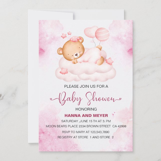 Invitation Baby shower fille (Devant)