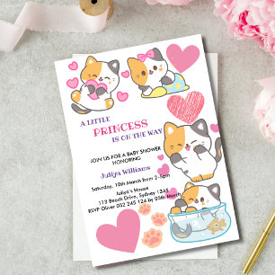 Invitation baby shower fille à thème kitty