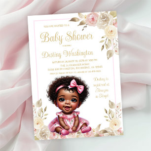 Invitation Baby shower fille Afro or rose