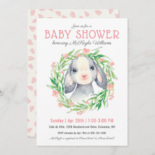 Invitation Baby shower fille agneau bébé mignonne