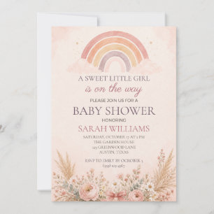 Invitation Baby Shower Fille Arc-en-Ciel Bohème