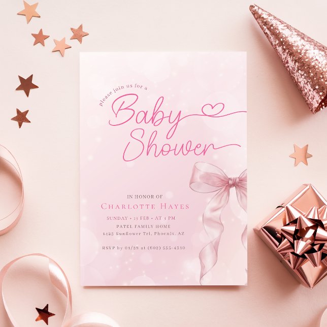 Invitation Baby Shower Fille Arc-en-Rose Pâle (Créateur téléchargé)