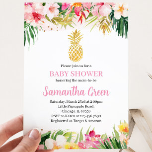 Invitation Baby Shower Fille au Ananas