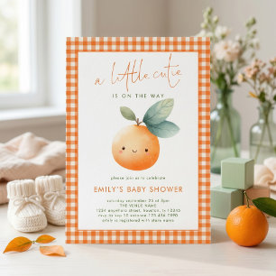 Invitation Baby Shower Fille au Carreau Orange Little Cutie