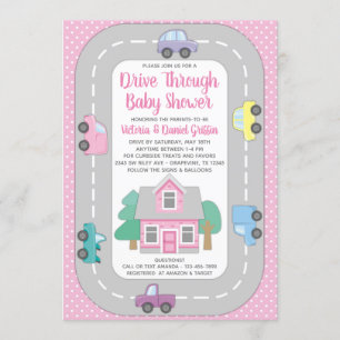 Invitation Baby Shower Fille au Drive Through