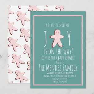 Invitation Baby Shower Fille au Pain d'Épice de Noël