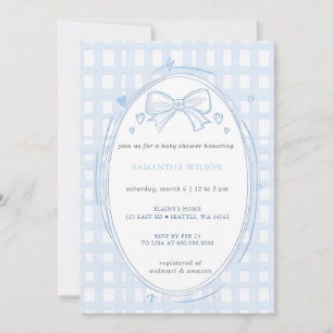 Invitation Baby-Shower Fille au Ruban Bleu