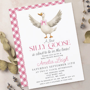 Invitation Baby shower fille au ruban rose de soie mignonne